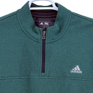 Adidas Golf Mens XL Green Textured Waffle Knit Quarter Zip Pullover Sweater